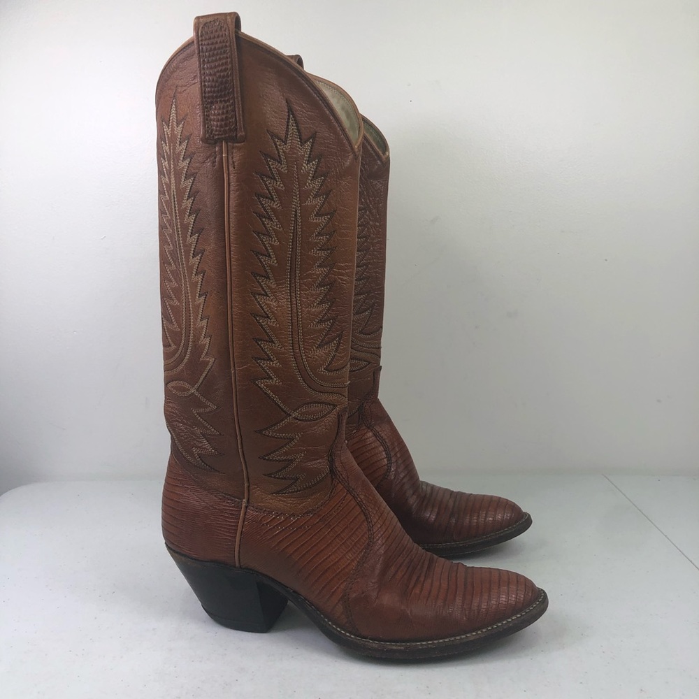 Dan Post Lizard Leather Look Cowboy Western Boots